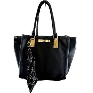 Andrew Marc Black Crossbody/Satchel in black leather that defines luxurious bag